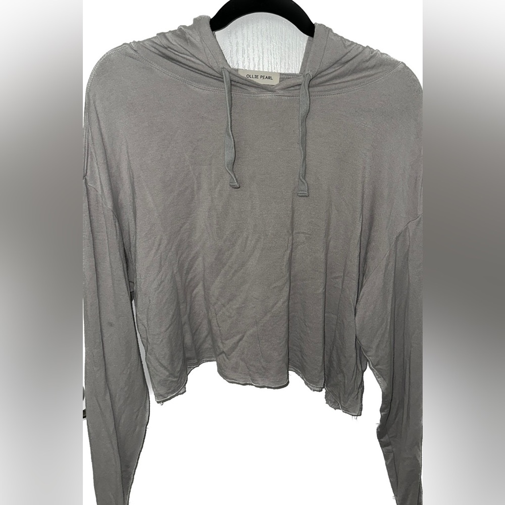 Ollie Pearl Grey Cropped Hoodie